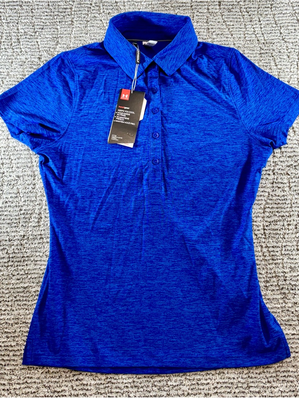NWT Under Armour Women’s Size XS Blue HeatGear Fitted Golf Shirt